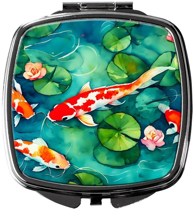 Main image of Koi Fish Compact Mirror Decorative Travel Makeup Mirror for Women Girls Gifts Pocket Makeup Mirror Folding Handheld