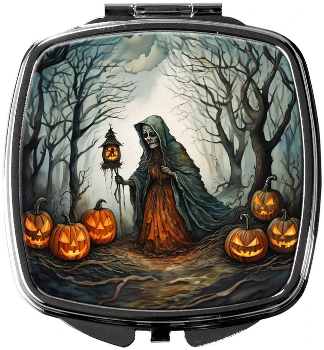 Main image of The Weeping Woman Spooky Halloween Compact Mirror Decorative Travel Makeup Mirror for Women Girls Gifts Pocket Makeup Mirror Folding Handheld