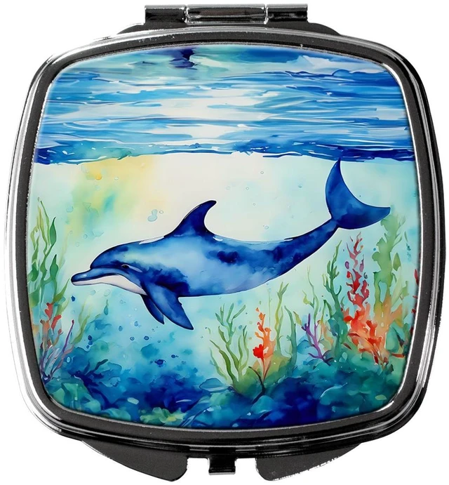 Main image of Dolphin Compact Mirror Decorative Travel Makeup Mirror for Women Girls Gifts Pocket Makeup Mirror Folding Handheld