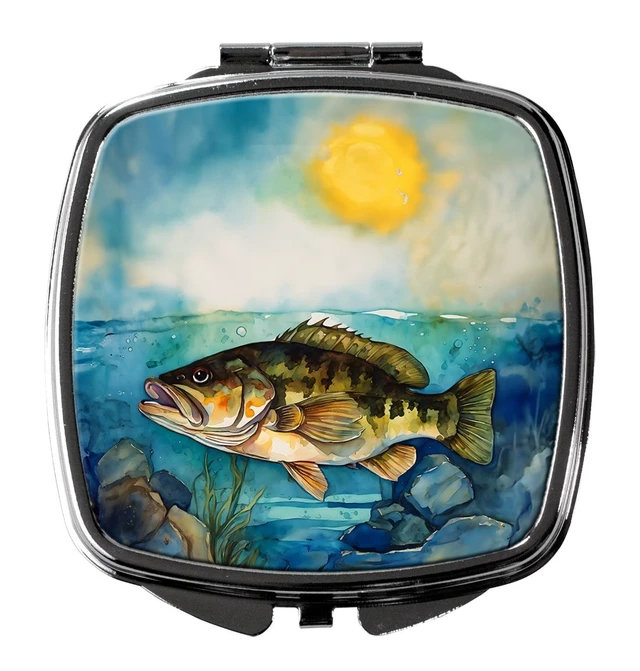 Main image of Smallmouth Bass Compact Mirror Decorative Travel Makeup Mirror for Women Girls Gifts Pocket Makeup Mirror Folding Handheld