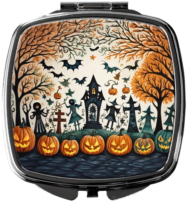 Main image of Papel Picado Skeletons Spooky Halloween Compact Mirror Decorative Travel Makeup Mirror for Women Girls Gifts Pocket Makeup Mirror Folding Handheld
