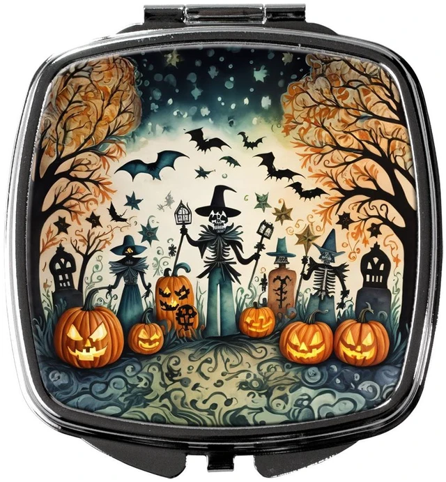 Main image of Papel Picado Skeletons Spooky Halloween Compact Mirror Decorative Travel Makeup Mirror for Women Girls Gifts Pocket Makeup Mirror Folding Handheld