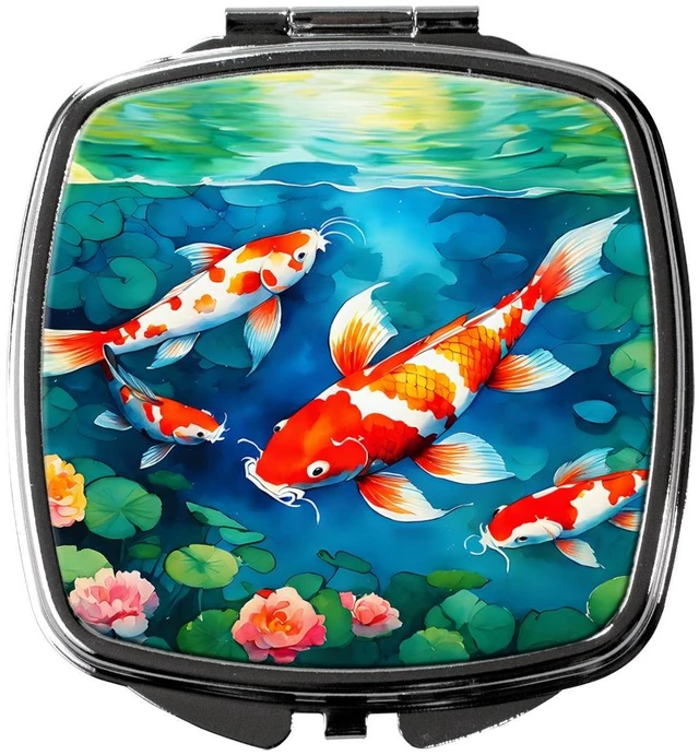 Main image of Koi Fish Compact Mirror Decorative Travel Makeup Mirror for Women Girls Gifts Pocket Makeup Mirror Folding Handheld
