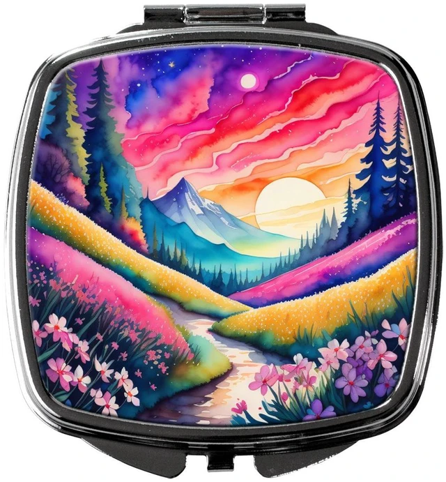 Main image of Colorful Phlox Compact Mirror Decorative Travel Makeup Mirror for Women Girls Gifts Pocket Makeup Mirror Folding Handheld