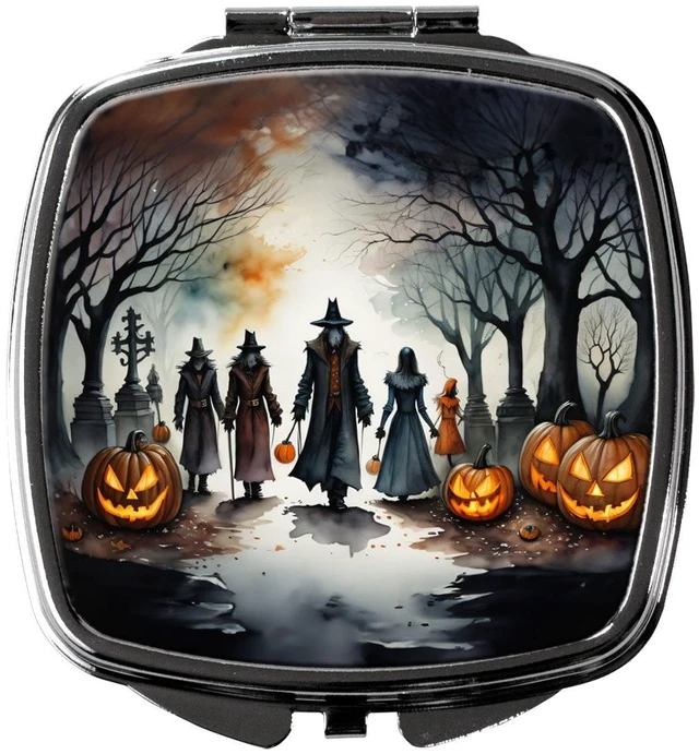 Main image of Vampires Spooky Halloween Compact Mirror Decorative Travel Makeup Mirror for Women Girls Gifts Pocket Makeup Mirror Folding Handheld