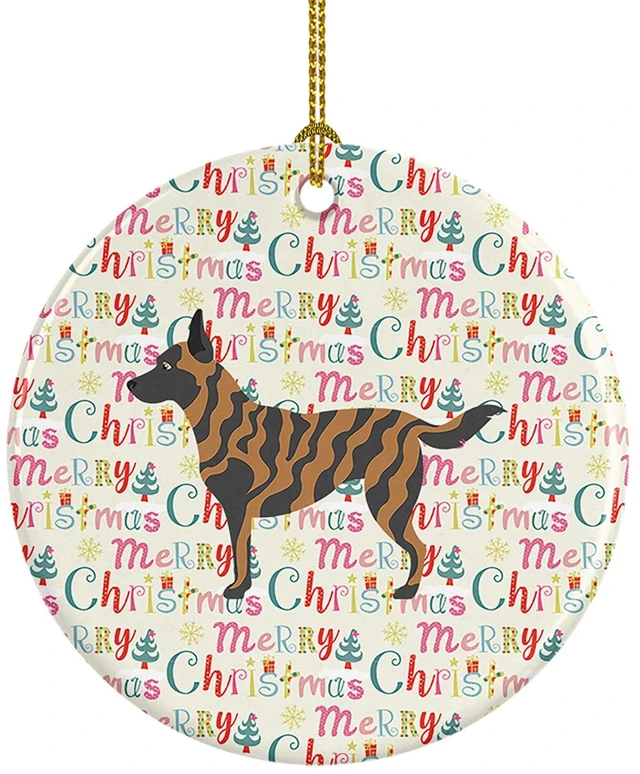 Main image of Dutch Shepherd Merry Christmas Ceramic Ornament Christmas Tree Hanging Decorations for Home Christmas Holiday, Party, Gift, 3 in, Multicolor