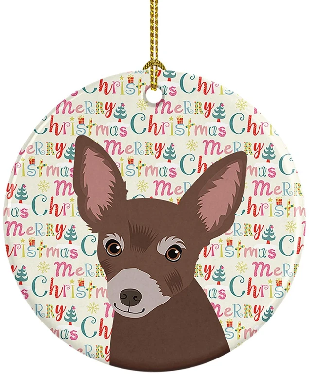 Main image of Chihuahua Chocolate #2 Christmas Ceramic Ornament Christmas Tree Hanging Decorations for Home Christmas Holiday, Party, Gift, 3 in, Multicolor