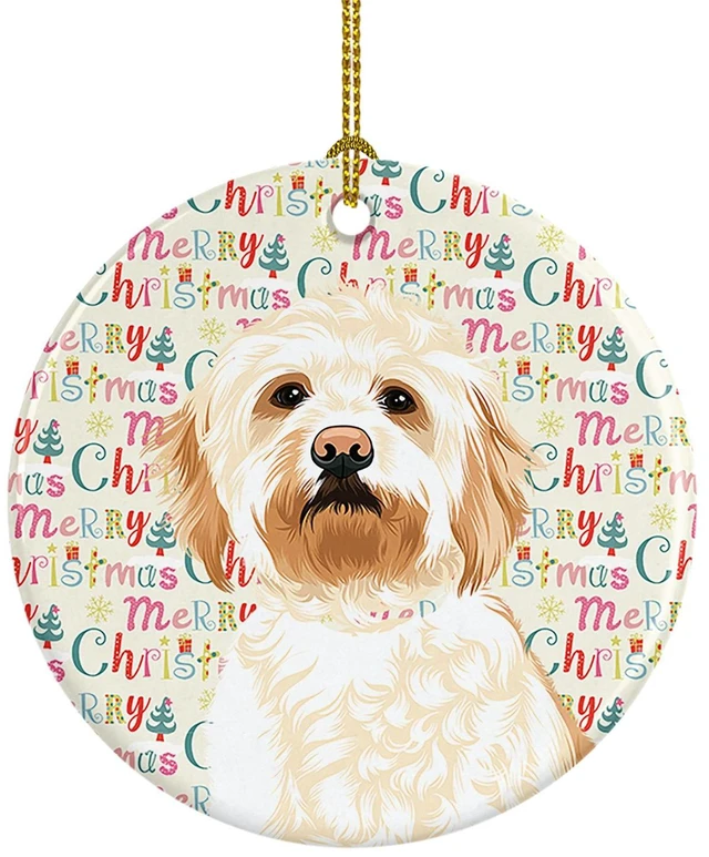 Main image of Doodle Red #2 Christmas Ceramic Ornament Christmas Tree Hanging Decorations for Home Christmas Holiday, Party, Gift, 3 in, Multicolor