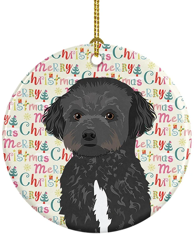 Main image of Doodle Black and White #1 Christmas Ceramic Ornament Christmas Tree Hanging Decorations for Home Christmas Holiday, Party, Gift, 3 in, Multicolor