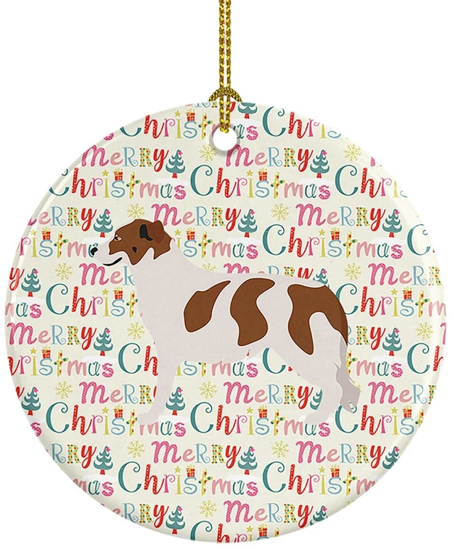 Main image of Aidi Atlas Mountain Dog Merry Christmas Ceramic Ornament Christmas Tree Hanging Decorations for Home Christmas Holiday, Party, Gift, 3 in, Multicolor