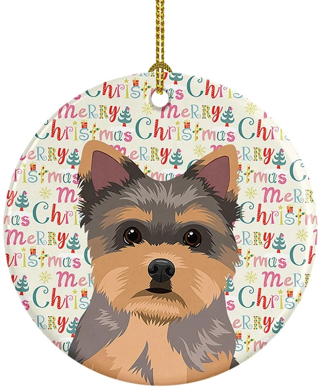 Main image of Yorkie Chocolate Puppy Christmas Ceramic Ornament Christmas Tree Hanging Decorations for Home Christmas Holiday, Party, Gift, 3 in, Multicolor