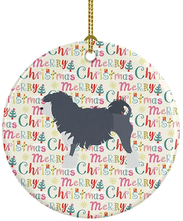 Main image of Lowchen Merry Christmas Ceramic Ornament Christmas Tree Hanging Decorations for Home Christmas Holiday, Party, Gift, 3 in, Multicolor
