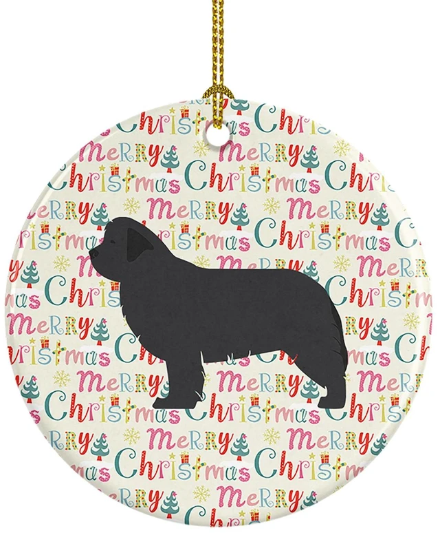 Main image of Newfoundland Merry Christmas Ceramic Ornament Christmas Tree Hanging Decorations for Home Christmas Holiday, Party, Gift, 3 in, Multicolor