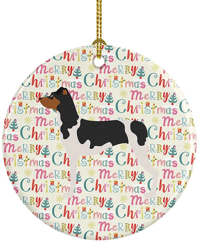 Main image of Brazilian Terrier Merry Christmas Ceramic Ornament Christmas Tree Hanging Decorations for Home Christmas Holiday, Party, Gift, 3 in, Multicolor