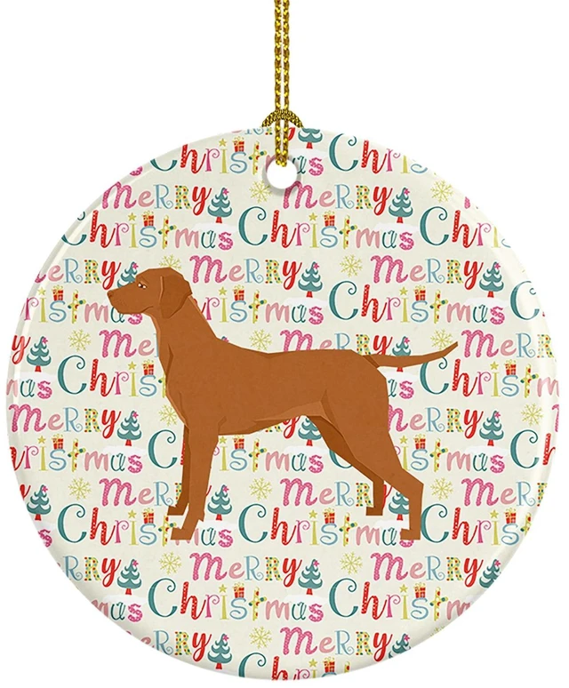 Main image of Vizsla Merry Christmas Ceramic Ornament Christmas Tree Hanging Decorations for Home Christmas Holiday, Party, Gift, 3 in, Multicolor