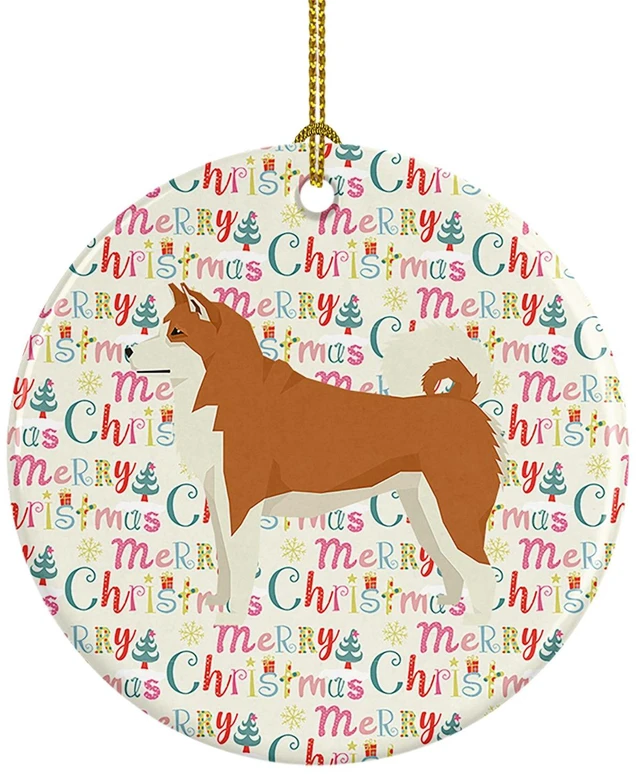 Main image of Akita Merry Christmas Ceramic Ornament Christmas Tree Hanging Decorations for Home Christmas Holiday, Party, Gift, 3 in, Multicolor
