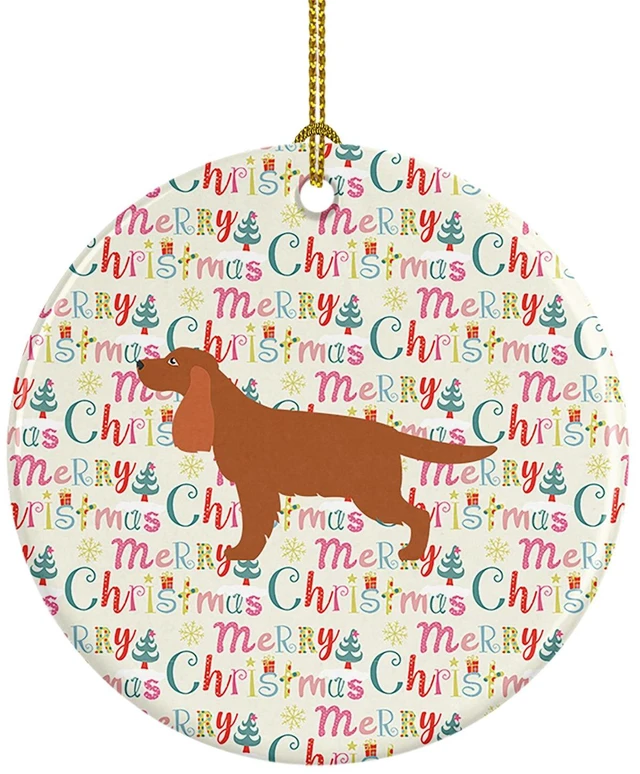 Main image of English Cocker Spaniel Merry Christmas Ceramic Ornament Christmas Tree Hanging Decorations for Home Christmas Holiday, Party, Gift, 3 in, Multicolor