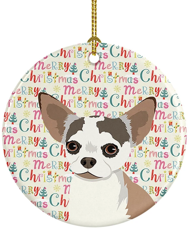 Main image of Chihuahua Merle Christmas Ceramic Ornament Christmas Tree Hanging Decorations for Home Christmas Holiday, Party, Gift, 3 in, Multicolor