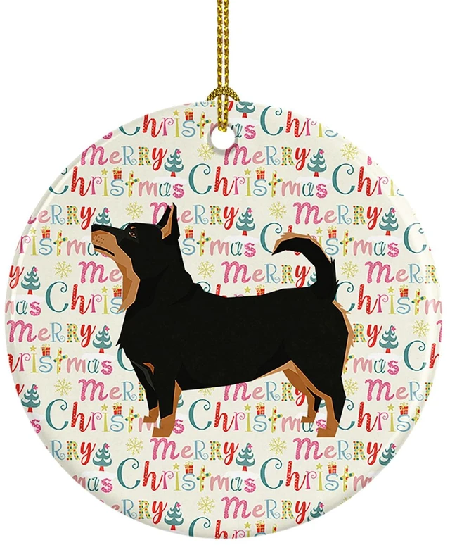 Main image of Lancashire Terrier Merry Christmas Ceramic Ornament Christmas Tree Hanging Decorations for Home Christmas Holiday, Party, Gift, 3 in, Multicolor