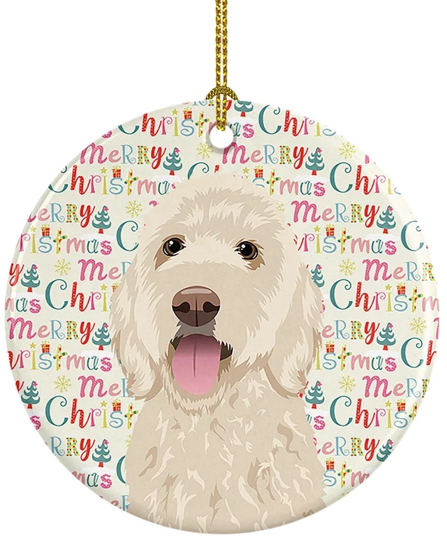 Main image of Doodle Cream #5 Christmas Ceramic Ornament Christmas Tree Hanging Decorations for Home Christmas Holiday, Party, Gift, 3 in, Multicolor