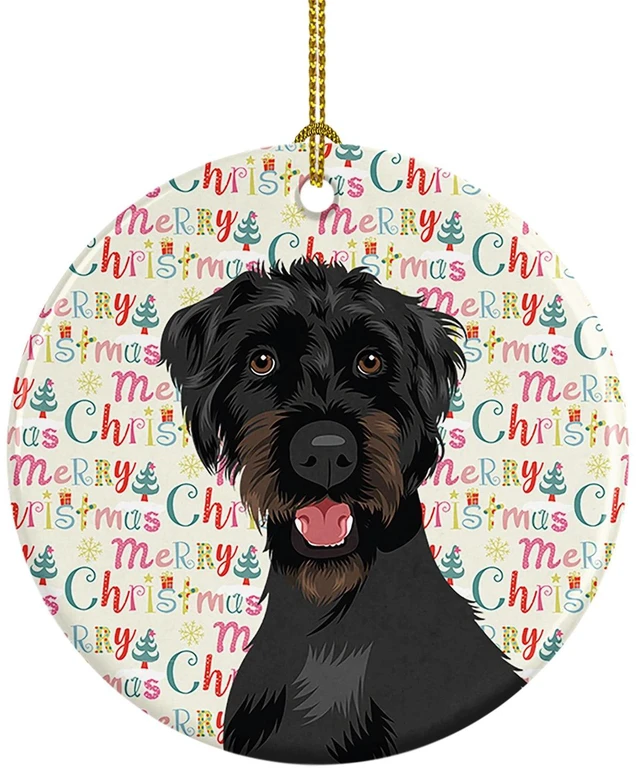 Main image of Doodle Black and Tan Christmas Ceramic Ornament Christmas Tree Hanging Decorations for Home Christmas Holiday, Party, Gift, 3 in, Multicolor
