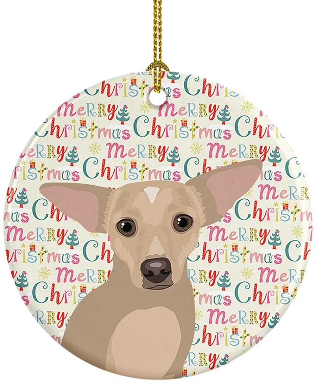 Main image of Chihuahua Silver Christmas Ceramic Ornament Christmas Tree Hanging Decorations for Home Christmas Holiday, Party, Gift, 3 in, Multicolor
