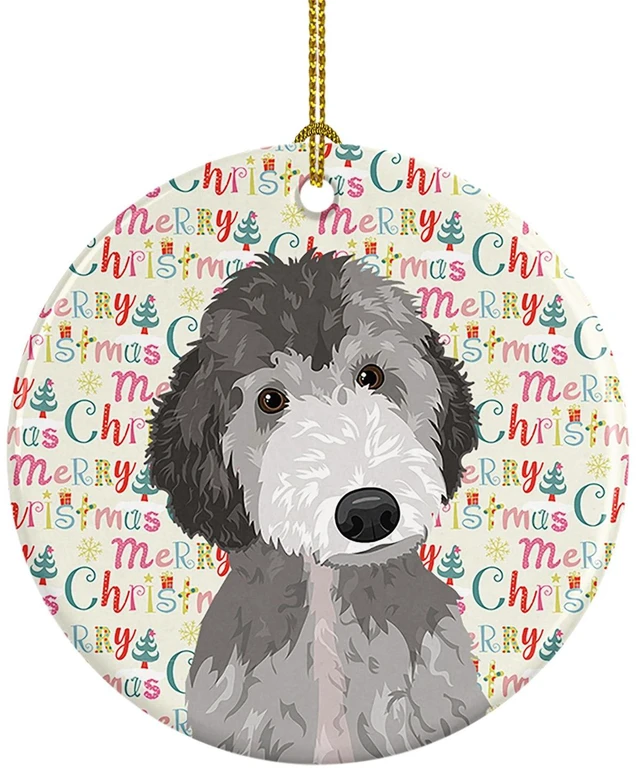 Main image of Doodle Silver #1 Christmas Ceramic Ornament Christmas Tree Hanging Decorations for Home Christmas Holiday, Party, Gift, 3 in, Multicolor