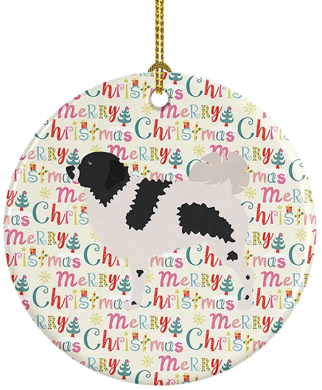 Main image of Wetterhoun Frisian Water Dog Ceramic Ornament Christmas Tree Hanging Decorations for Home Christmas Holiday, Party, Gift, 3 in, Multicolor