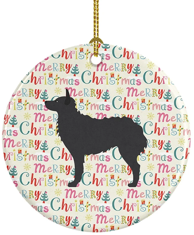 Main image of Croatian Sheepdog Merry Christmas Ceramic Ornament Christmas Tree Hanging Decorations for Home Christmas Holiday, Party, Gift, 3 in, Multicolor