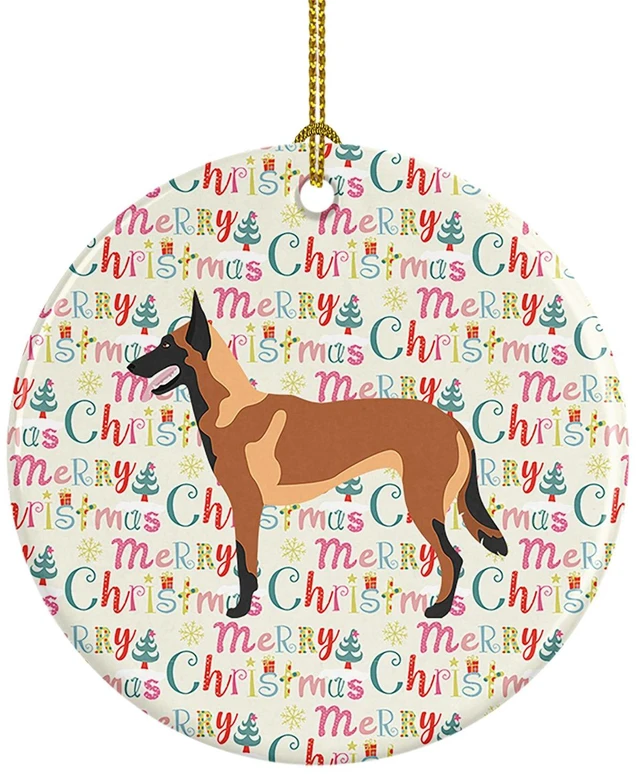 Main image of Malinois Belgian Shepherd Ceramic Ornament Christmas Tree Hanging Decorations for Home Christmas Holiday, Party, Gift, 3 in, Multicolor