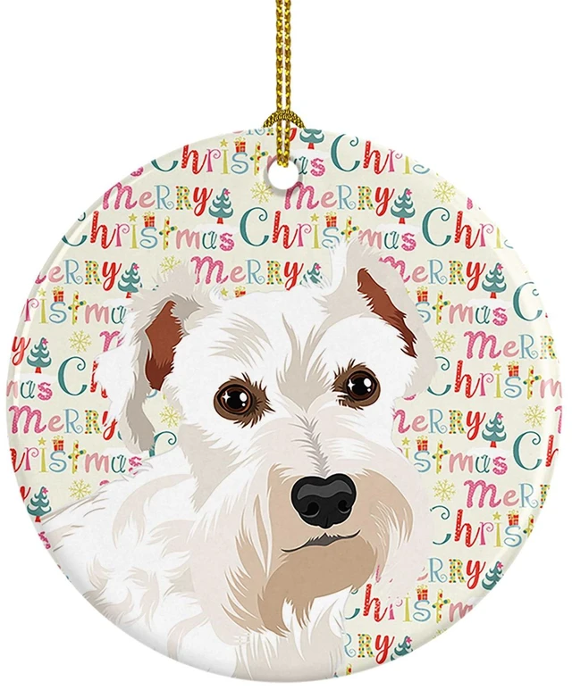 Main image of Schnauzer White #1 Christmas Ceramic Ornament Christmas Tree Hanging Decorations for Home Christmas Holiday, Party, Gift, 3 in, Multicolor