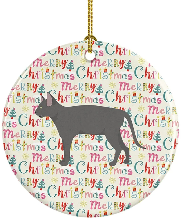Main image of Russian Blue #2 Cat Christmas Ceramic Ornament Christmas Tree Hanging Decorations for Home Christmas Holiday, Party, Gift, 3 in, Multicolor