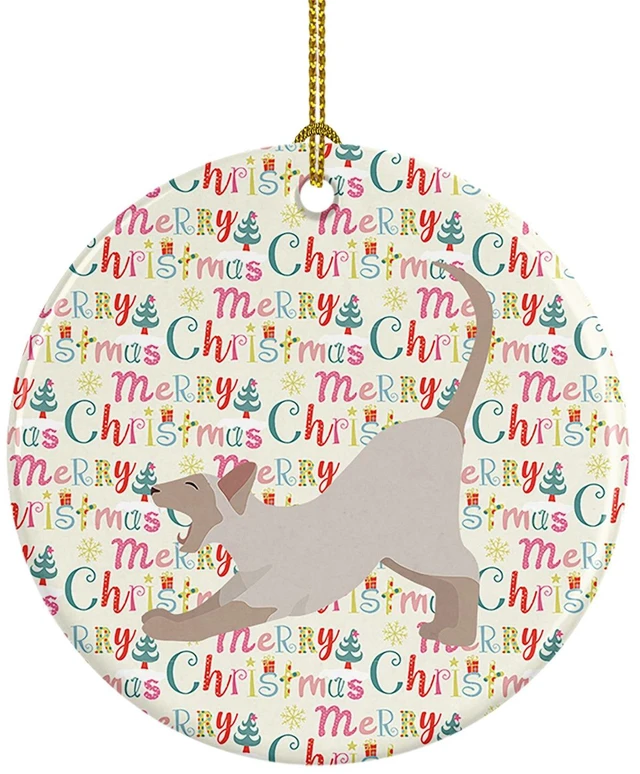 Main image of Thai Lilac Cat Christmas Ceramic Ornament Christmas Tree Hanging Decorations for Home Christmas Holiday, Party, Gift, 3 in, Multicolor