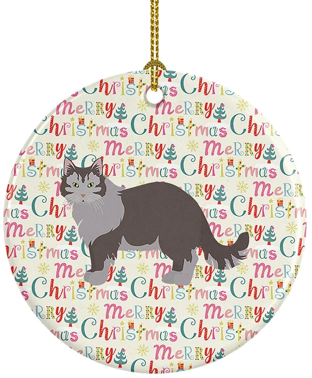 Main image of Siberian Forest #1 Cat Christmas Ceramic Ornament Christmas Tree Hanging Decorations for Home Christmas Holiday, Party, Gift, 3 in, Multicolor