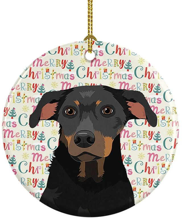 Main image of Rottweiler Black and Tan #5 Christmas Ceramic Ornament Christmas Tree Hanging Decorations for Home Christmas Holiday, Party, Gift, 3 in, Multicolor