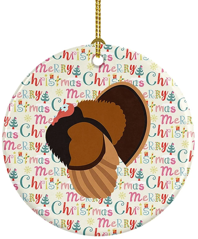 Main image of Bronze Turkey Christmas Ceramic Ornament Christmas Tree Hanging Decorations for Home Christmas Holiday, Party, Gift, 3 in, Multicolor