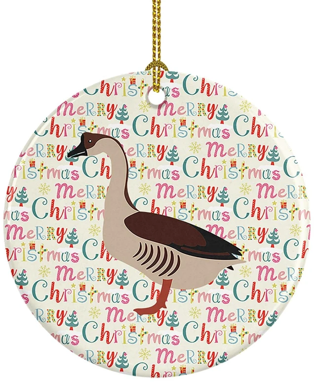 Main image of Chinese Goose Christmas Ceramic Ornament Christmas Tree Hanging Decorations for Home Christmas Holiday, Party, Gift, 3 in, Multicolor