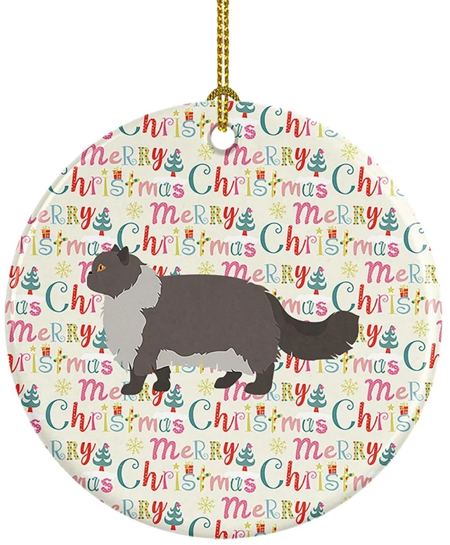 Main image of Persian Modern #2 Cat Christmas Ceramic Ornament Christmas Tree Hanging Decorations for Home Christmas Holiday, Party, Gift, 3 in, Multicolor