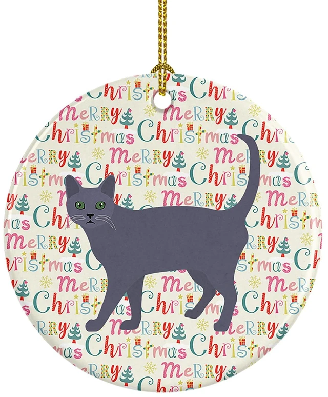 Main image of Korat #3 Cat Christmas Ceramic Ornament Christmas Tree Hanging Decorations for Home Christmas Holiday, Party, Gift, 3 in, Multicolor