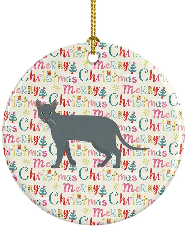 Main image of Raas Cat Christmas Ceramic Ornament Christmas Tree Hanging Decorations for Home Christmas Holiday, Party, Gift, 3 in, Multicolor