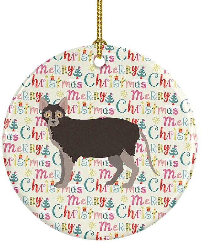 Main image of Lykoi #1 Cat Christmas Ceramic Ornament Christmas Tree Hanging Decorations for Home Christmas Holiday, Party, Gift, 3 in, Multicolor