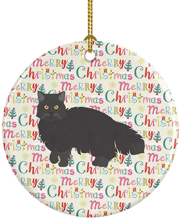 Main image of Black Persian Traditional Cat Christmas Ceramic Ornament Christmas Tree Hanging Decorations for Home Christmas Holiday, Party, Gift, 3 in, Multicolor