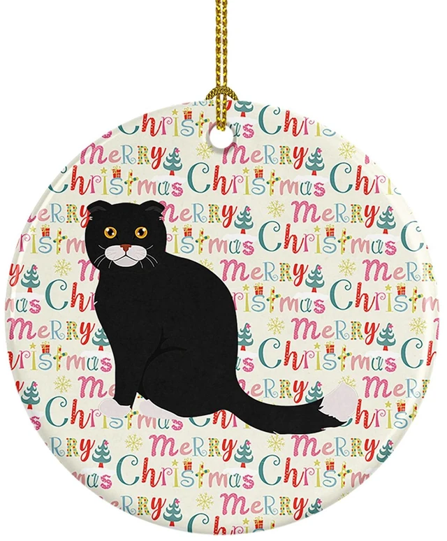 Main image of Foldex Exotic Fold #2 Cat Christmas Ceramic Ornament Christmas Tree Hanging Decorations for Home Christmas Holiday, Party, Gift, 3 in, Multicolor