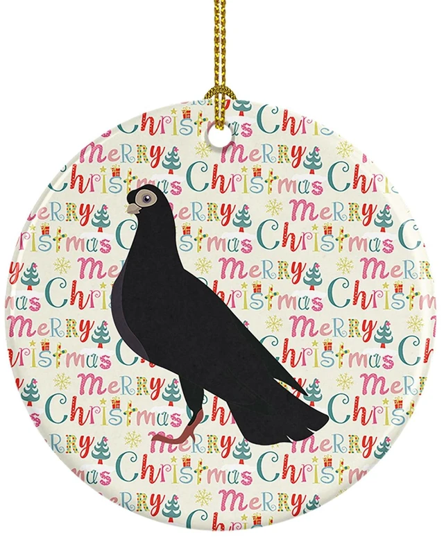 Main image of Budapest Highflyer Pigeon Christmas Ceramic Ornament Christmas Tree Hanging Decorations for Home Christmas Holiday, Party, Gift, 3 in, Multicolor
