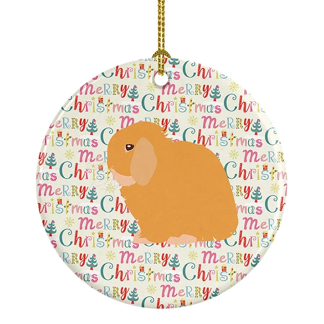 Main image of Holland Lop Rabbit Christmas Ceramic Ornament Christmas Tree Hanging Decorations for Home Christmas Holiday, Party, Gift, 3 in, Multicolor