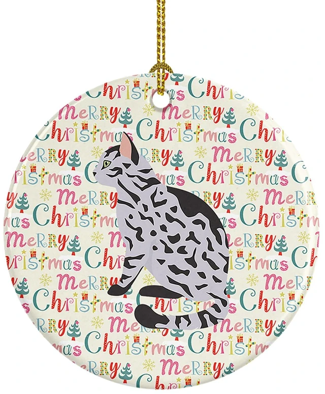 Main image of Serengeti Cat Christmas Ceramic Ornament Christmas Tree Hanging Decorations for Home Christmas Holiday, Party, Gift, 3 in, Multicolor