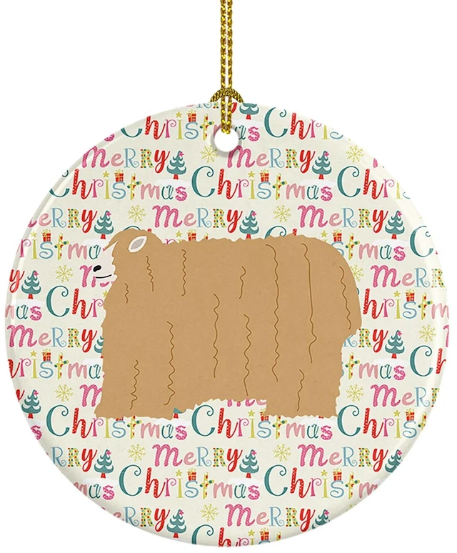 Main image of Lincoln Longwool Sheep Christmas Ceramic Ornament Christmas Tree Hanging Decorations for Home Christmas Holiday, Party, Gift, 3 in, Multicolor