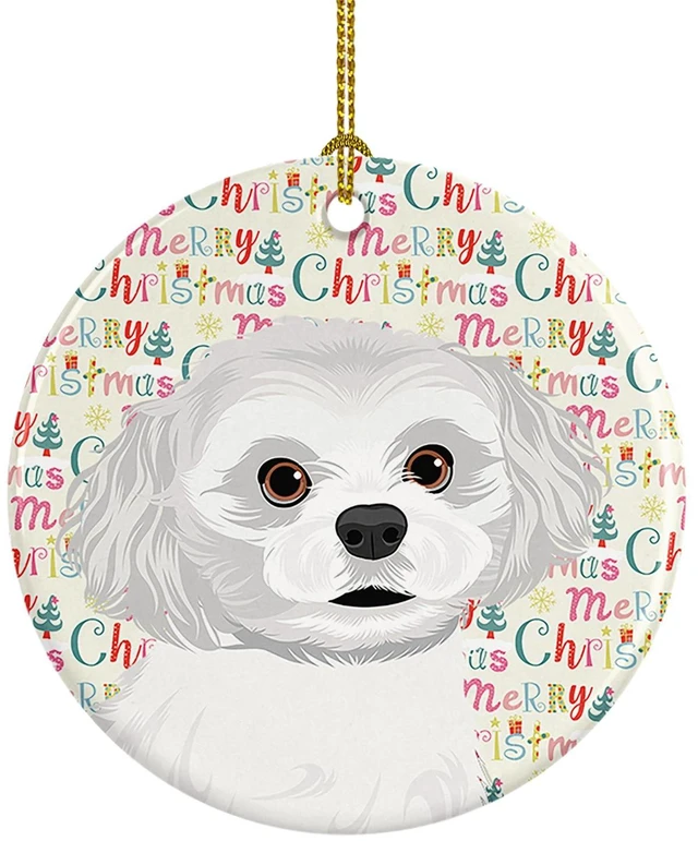 Main image of Shih-Tzu Silver and White #1 Christmas Ceramic Ornament Christmas Tree Hanging Decorations for Home Christmas Holiday, Party, Gift, 3 in, Multicolor