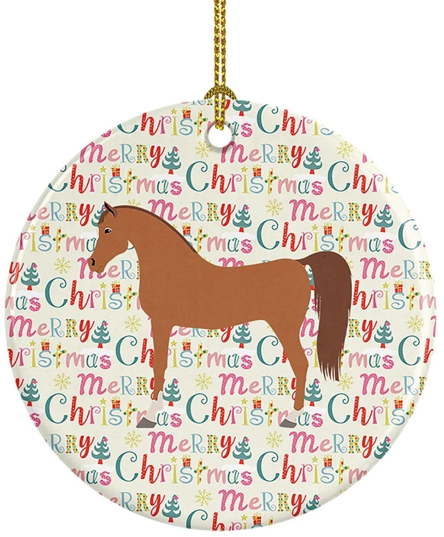 Main image of Arabian Horse Christmas Ceramic Ornament Christmas Tree Hanging Decorations for Home Christmas Holiday, Party, Gift, 3 in, Multicolor