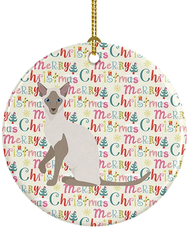 Main image of Siamese Modern Cat Christmas Ceramic Ornament Christmas Tree Hanging Decorations for Home Christmas Holiday, Party, Gift, 3 in, Multicolor